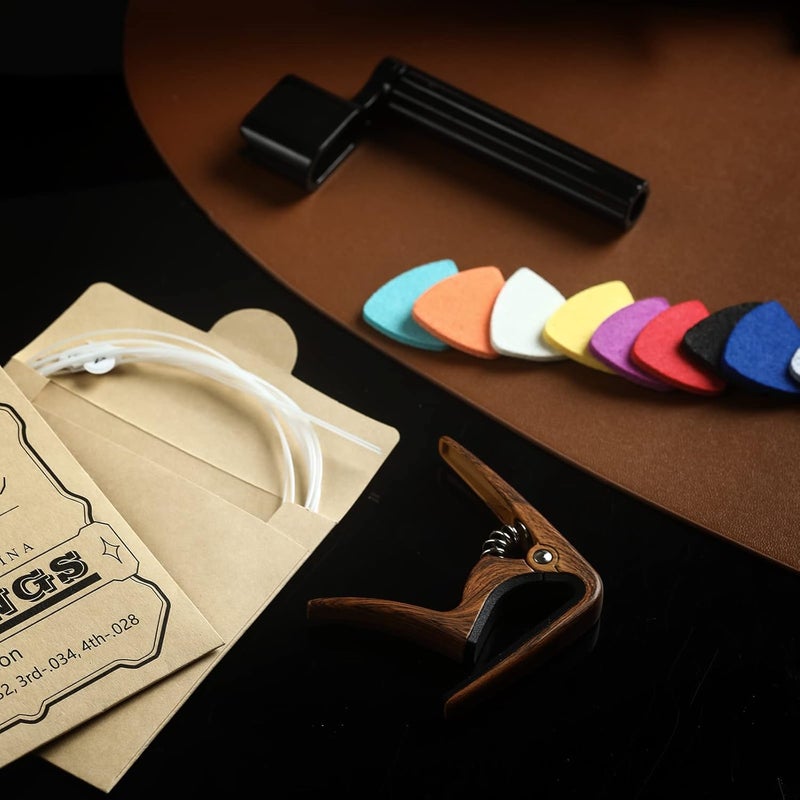 Donux Nylon Ukulele Strings Kit,Include 5 Sets Strings,10 Pieces Ukelele felt picks,Capo and String Winder for Soprano Concert and Tenor Ukele - Image 2